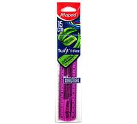 Maped Twist?n Flex Regla de Flexible 15cm - Irrompible - Doble Graduacion - Colores Aleatorios Azul Rosa y Verde