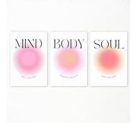 Linilioart 3 poster Aura colorati sfumati da parete, citazioni ispiratrici, immagini artistiche da parete per camera da letto, energia spirituale, 20 x 25 cm senza cornice