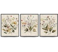 Linilioart 3 poster floreali con fiori di campo botanici, stampe artistiche da parete vintage per camera da letto e soggiorno, senza cornice (40 x 60 cm)