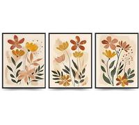 Linilioart 3 tele artistiche da parete in stile bohémien, con fiori selvatici, acquerello, moderno, natura botanica, per soggiorno e camera da letto, senza cornice (40 x 60 cm)