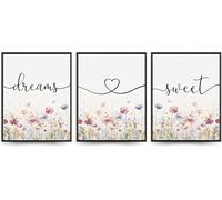 Linilioart Set di 3 cartelli decorativi da parete per camera da letto, stile casale, sopra il letto, per camera da letto, senza cornice (30 x 40 cm)
