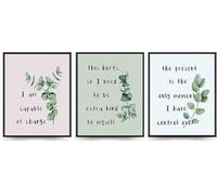 Linilioart Set di 3 poster sulla salute mentale, decorazione da parete con citazioni positive, stampa su tela per studio o scuola, senza cornice (21 x 30 cm)