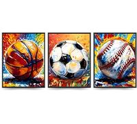 Linilioart Set di 3 stampe artistiche da parete su tela con graffiti colorati, stile retrò, astratto, sportivo, per ragazzi, senza cornice (50 x 70 cm)