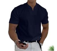 Lininco - Camicia da uomo Braylen alla moda, Lininco, a maniche corte, da uomo, blu navy, XXL