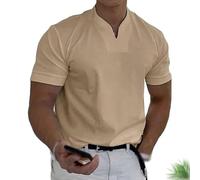 Lininco - Camicia da uomo Braylen alla moda, Lininco, a maniche corte, da uomo, cachi, M
