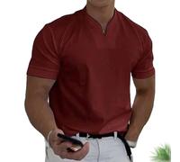Lininco - Camicia da uomo Braylen alla moda, Lininco, a maniche corte, da uomo, Colore: vinaccia, XXL