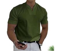Lininco - Camicia da uomo Braylen alla moda, Lininco, a maniche corte, da uomo, verde oliva, M