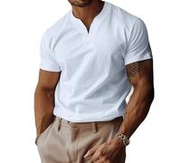 Lininco Mens Shirts, Braylen Jason Stylish T-Shirt, High Stretch Slim Fit V Neck Solid Business Fitness Tee (White,S)
