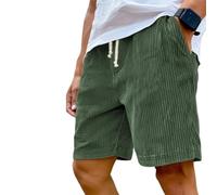 Lininco Mens Shorts,Pacificozy Corduroy Short,Men's Breathable Linen Embroidered Shorts,Casual Loose Holiday Shorts(Green,S)