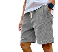Lininco Mens Shorts,Pacificozy Corduroy Short,Men's Breathable Linen Embroidered Shorts,Casual Loose Holiday Shorts(Grey,XL)