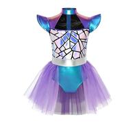 Linjinx Bambini Costume Da Alieno Vestito Alieni Bambine Abito Ballo Alien | Unitard Con Apertura Al Collo,Vestito Sfumature Colore,Bodysuit,La Festa,Halloween,Festival,Eventi Tematici Spaziali
