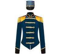 Linjinx Costume Da Direttrice Di Circo Per Donna Giacca Elegante In Velluto A Maniche Lunghe Con Frange Cappello Costume Da Maestro Di Cerimonie Lusso Taglie Sxl Blu scuro 3XL