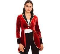 Linjinx Costume Da Domatrice Di Circo Per Donna Costume Da Direttrice Per Halloween Carnevale Natale Giacca Steampunk Taglia Grande Rosso M
