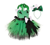 Linjinx Costume Da Troglodita Animal Print Per Bambina Costume Da Scheletro Cavernicolo O Cavegirl Con Diadema Grotte Delletà Della Pietra Per Bambini Anni Verde 1-2 anni