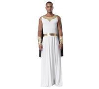 Linjinx Uomo Costume da Dio Greco con Polsini Costume da Cesare Abito da Imperatore Greco Romano Toga Antica Cosplay di Halloween Carnevale Feste a Tema Nero L