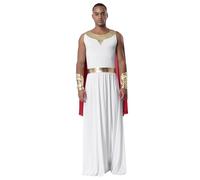 Linjinx Uomo Costume da Dio Greco con Polsini Costume da Cesare Abito da Imperatore Greco Romano Toga Antica Cosplay di Halloween Carnevale Feste a Tema Borgogna L