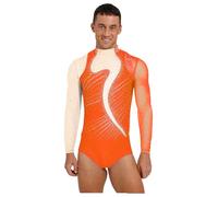 Linjinx Vestiti da Ballo Latino Americano Uomo Paillettes Body da Pattinaggio Artistico Leotards Danza Classica Costume per Competizione Spettacolo Teatro Fluorescente L