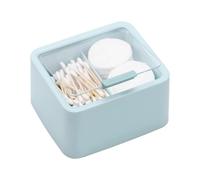 LINJOU 2 Grids Separate Cotton Swabs Dispenser Bathroom Organizer Canisters, Blue