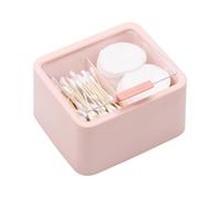 LINJOU 2 Grids Separate Cotton Swabs Dispenser Bathroom Organizer Canisters, (Pink)
