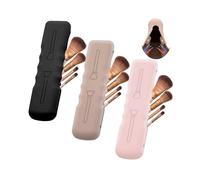 LINJOU 3pcs Silicone Makeup Brush Case Bag Black,Pink,Khaki