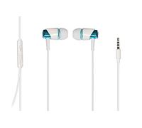 LINK Auricolari con Microfono, Plug 3,5 MM, Cavo MT 1,2 Filo Bianco E Cuffie Bianco-Blu