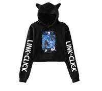 Link Click Felpa con cappuccio a maniche lunghe crop top per orecchie di gatto giovani Streetwear abbigliamento casual elegante