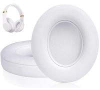 Link Dream Cuscinetti Auricolari Di Ricambio per Beats Studio 3 e Studio 2, Cuscinetti per Cuffie con Morbida Pelle Proteina/Memory Foam/Nastro Adesivo Forte (Bianco)