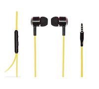 LINK LK03GN Auricolari con Microfono, Plug 3,5 mm, Cavo MT 1,2 Filo Giallo, Cuffie Nere-Argento
