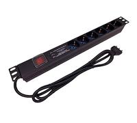 Link LK10066 Multipresa da Rack 19" 6 Prese Universali con Interruttore e Protezione Da Sovratenzioni Spina Tedesca Italiana 16A