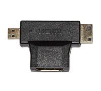 LINK LKADAT57 - Adattatore HDMI (HDMI-A femmina > HDMI-C mini maschio + HDMI-D micro maschio, nero) - Compatibile con cavi HDMI standard - Dimensioni compatte 2,0 x 4,4 x 0,9 cm