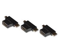 LINK LKADAT5703 - Confezione 3 Pezzi Adattatore HDMI® Femmina a Mini HDMI® Maschio e Micro HDMI® Maschio - Convertitore Video Full HD 1080p per Fotocamere, Tablet, PC e Monitor