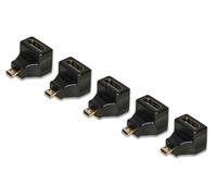 LINK LKADAT9405 - Confezione 5 Pezzi Adattatore HDMI® Femmina a Micro HDMI® Maschio 90° Angolato - Convertitore Video Full HD 1080p per Fotocamere, Tablet, PC e Monitor