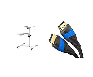 LINK LKBR25, Supporto Proiettore con Due Ripiani Regolabile & KabelDirekt - Cavo HDMI 4K con schermatura A.I.S, progettato in Germania