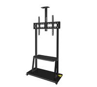 Link LKBR65 Supporto TV Grande Formato 42"-100" Fino a 120 kg - Compatibile VESA 300x600 a 900x600 - Altezza Massima 2320 mm con Supporto Telecamera - Con Ripiano - Con Ruote Bloccabili - Colore Nerol