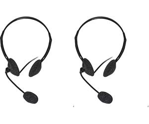 LINK LKHS02 CUFFIA CON MICROFONO ORIENTABILE, Con connettore 2 X 3,5 mm. e controllo del volume (Confezione da 2)