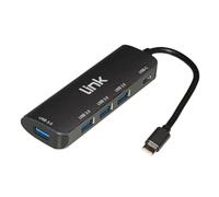 LINK LKHUB302 - Hub USB-C Multiporta, 4 Porte USB 3.0 + Porta USB-C Femmina Power Delivery, Adattatore USB-C per Notebook, MacBook, Windows, Chromebook