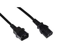 Link LKIEC05 - Cavo di Alimentazione di prolunga Maschio/Femmina (0,5 Metri, Nero) - Spina IEC 320 C14 e Presa IEC 320 C13 - Certificazione VDE e Sezione conduttori 0,75 mm²