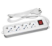 Link LKMP04 MULTIPRESA 4 Prese UNIVERSALI ITA/SCHUKO 10/16 A - Spina 16 A con Interruttore, Bianco