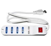 Link LKMP04USB Multipresa 4 Prese Universali ITA 10/16 A a Spina 16 a con Single