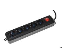 LINK LKMP05LN Multipresa 5 Prese Universali ITA/Schuko 10/16 A - Spina 16 A Protezione Contro Sovraccarichi, Nero