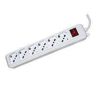 Link LKMP06 Multipresa 6 Prese Universali ITA/Schuko 10/16 A a Spina 16 A con Interruttore, Bianco