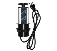 LINK LKMPT01 multipresa da tavolo a scomparsa con 2 prese universali Schuko/italiane 10-16A tripolari in metallo nero lunghezza cavo 1,60 metri confezione da 12 unità dimensioni 31x6,7x7,2 cm