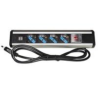Link LKMPT04 MULTIPRESA da Tavolo 4 Prese UNIVERSALI con 2 Porte USB E Interruttore con Coperchio di Protezione Cavo MT 1,80 Spina TRIPOLARE Italiana 16A