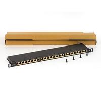 LINK LKP6A24SA Pannello Patch 24 Porte Categoria 6A Schermate 0,5 Unita' con Barra di Supporto Cavi, Nero