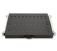 LINK LKRIP370EN - Mensola estraibile universale per armadio rack (48,5x36,5x4 cm, nero RAL9005) - Binari telescopici in acciaio verniciato - Portata 30 kg e distanza regolabile tra montanti