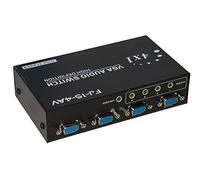 LINK LKSVGA4 Data Switch Manuale Vga 150Mhz 4 Porte con Audio, Nero
