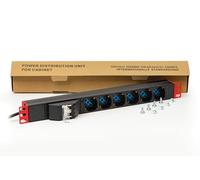 Link Multipresa rack 19" LK10050LR – 6 prese universali tripolari/Schuko, magnetotermico, rosso