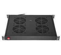 LINK ripiano per armadi rack LKFAN4R con 4 ventole sistema di ventilazione universale con termostato integrato in acciaio nero RAL9005 dimensioni 48,5x33x4,4 cm compatibile 19 pollici