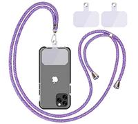 Linkbro Catena universale per cellulare da appendere, da appendere al collo, universale con pad per cellulare, regolabile e rimovibile. (viola arcobaleno)