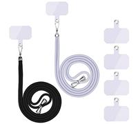 Linkbro Collana per cellulare Universale, Cordino per telefono, Universale per indossare il cellulare al collo con cuscinetto Cordino per cellulare, regolabile e rimovibile. (2 Nero chiaro+grigio)